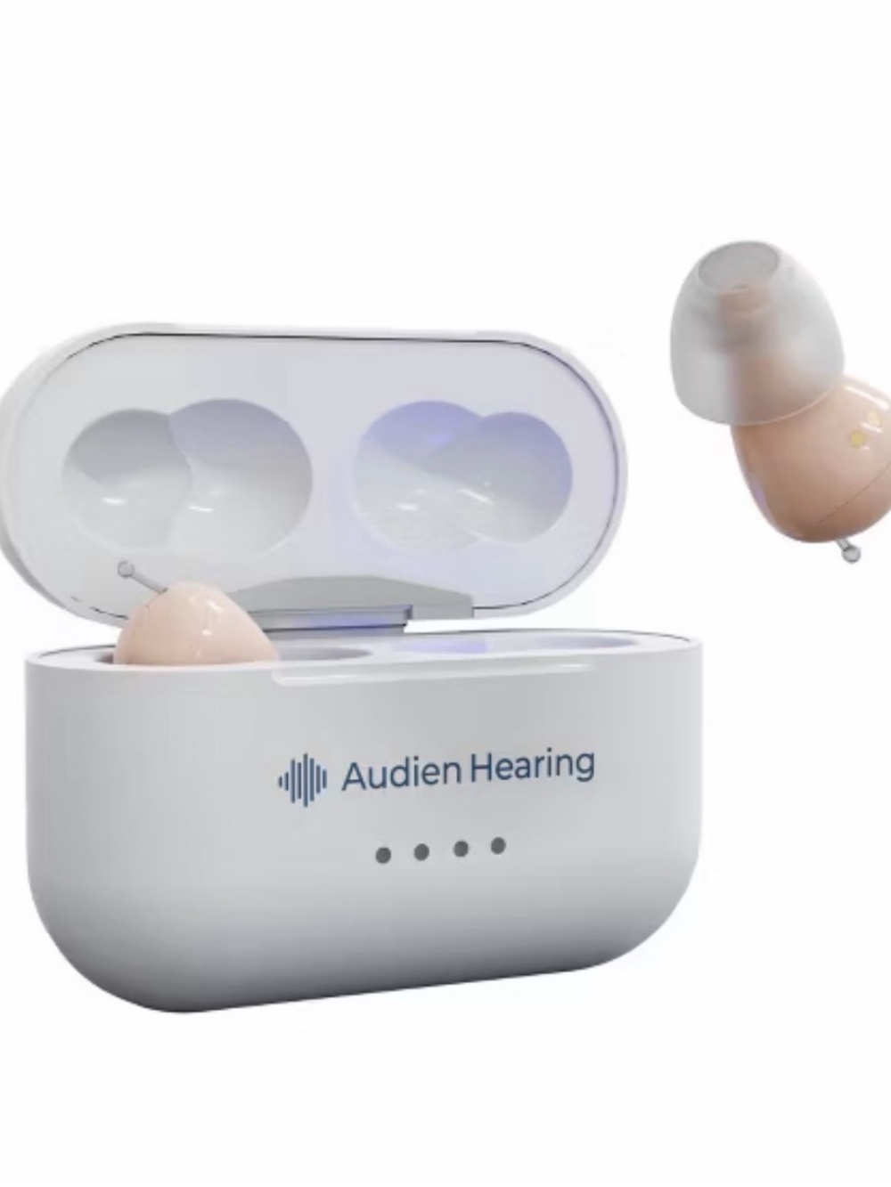 Audien Hearing Atom Pro 2 OTC Hearing Aid kit with built in UV Sanitation